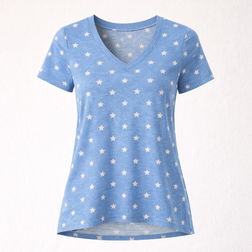LuLaRoe Christy Tee XXS Blue Star Print Patriotic Casual USA Summer 4th of‎ July